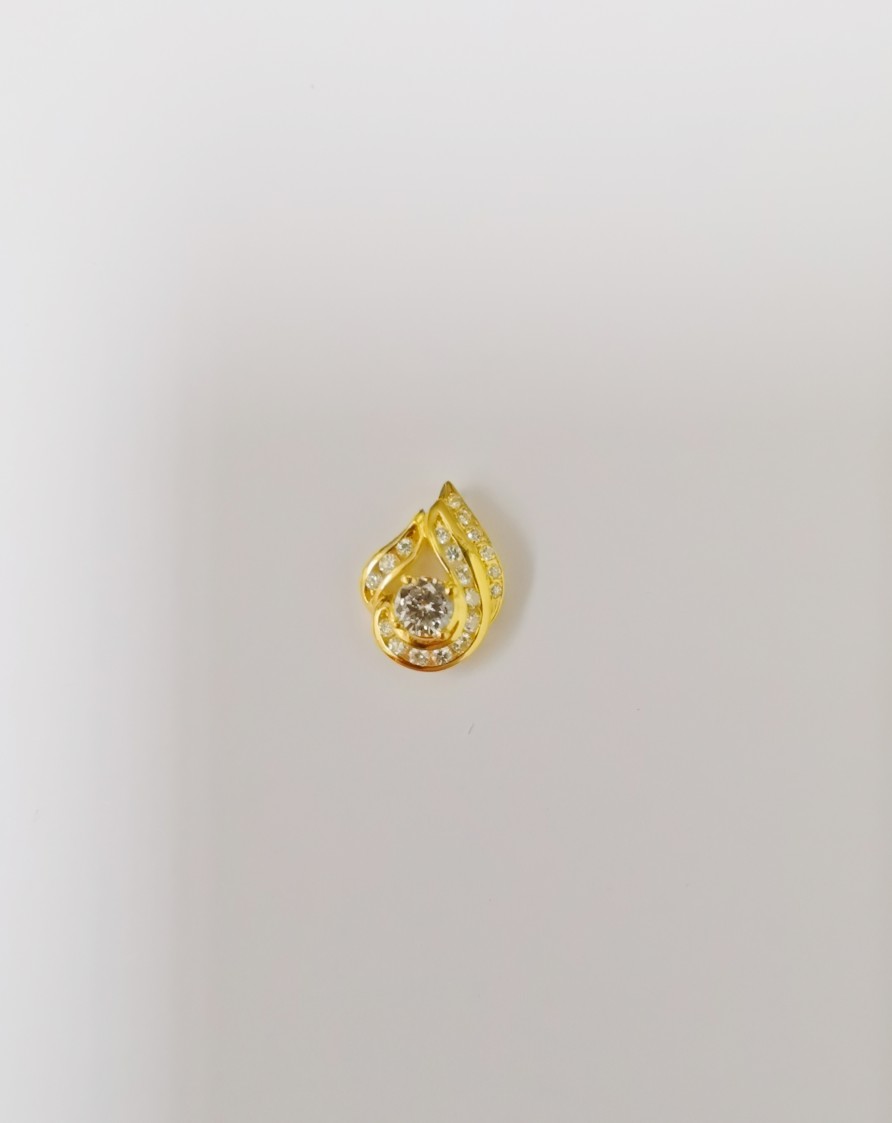 20K YG DIAMOND PENDANT ESTIMATED D1-0.28CT, D19-0.16CT