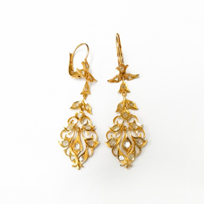 20K YG VINTAGE INTAN DANGLING EARRING