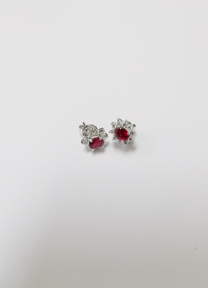 18K WG RUBY AND DIAMOND EARRING ESTIMATED D20-0.26CT