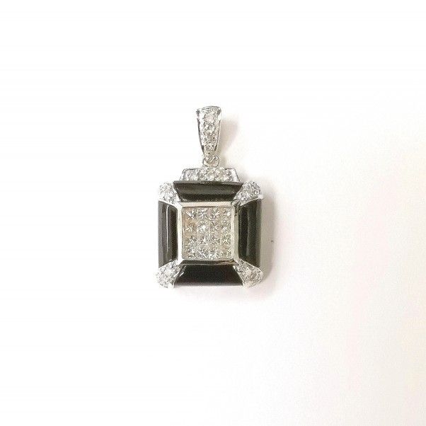 18K WG DIA,GEM PENDANT