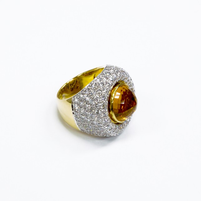 18K YG/WG CITRINE DIAMOND RING