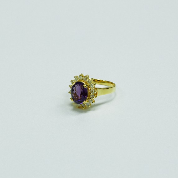 14K YG AMETHYST,DIA RING ESTIMATED D16-0.208CT