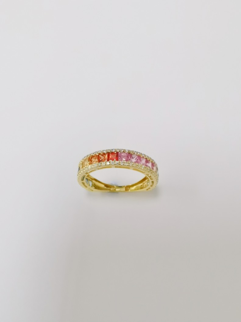 18K YG RAINBOW DIAMOND RING