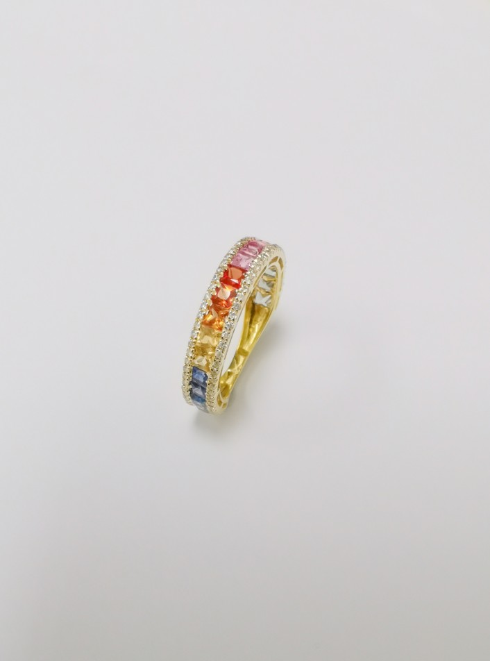 18K YG RAINBOW DIAMOND RING
