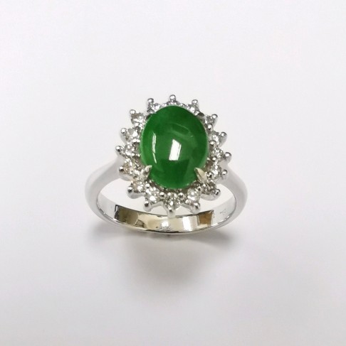18K WG JADE,DIA RING EST.D16-0.16CT