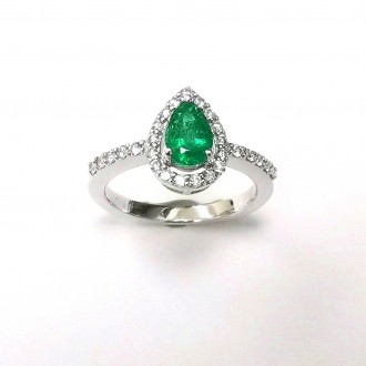 14K WG EMERALD,DIA RING EST.D27-0.14CT