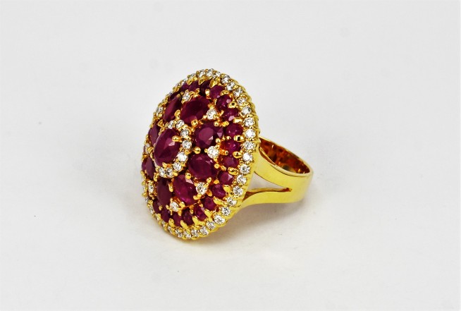 18K YG Diamond & Ruby Ring