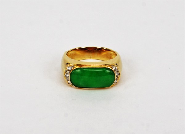 20K YG Diamond & Jade Ring